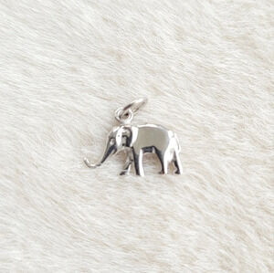 10k White Gold Elephant Pendant Charm